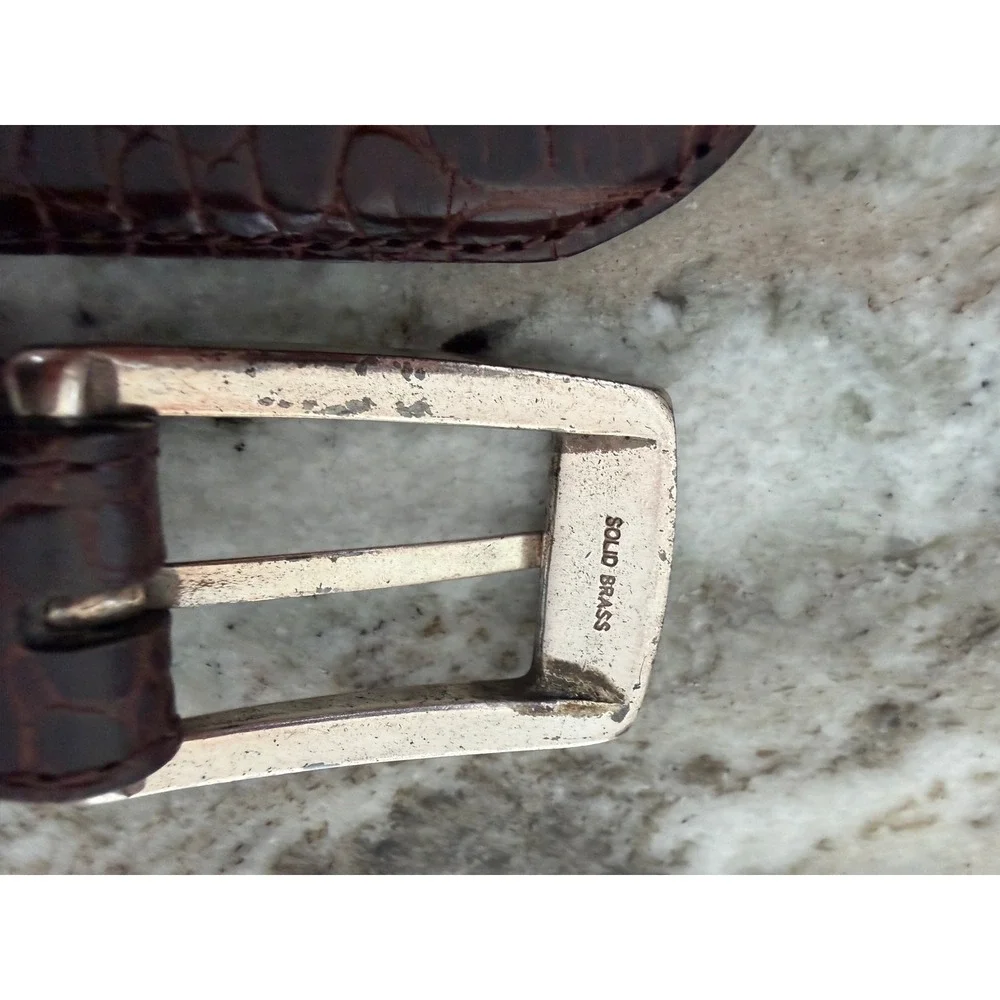 Vintage Brighton Men's Belt Size 40 Brown Braided Leather Solid Brass Buckle